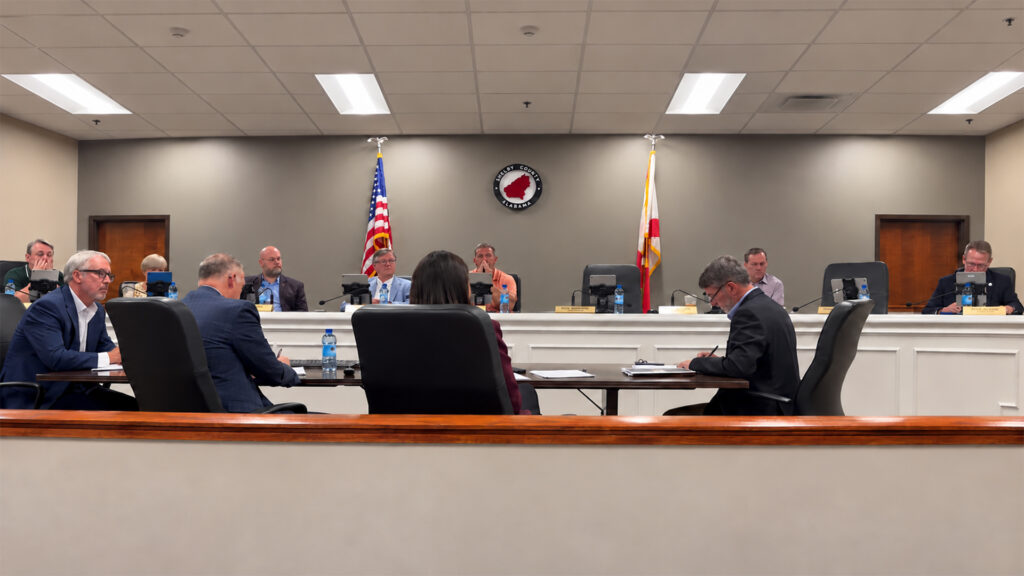 Shelby County commissioners seated at the dais during the September 28, 2026 meeting.